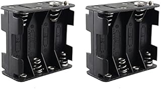 HALJIA 2PCS 12V 8 x AA Battery Holder Case, 8 x 1.5V 12V Plastic Battery Storage Box Double Deck Back to Back 8 Slots Battery Box Black