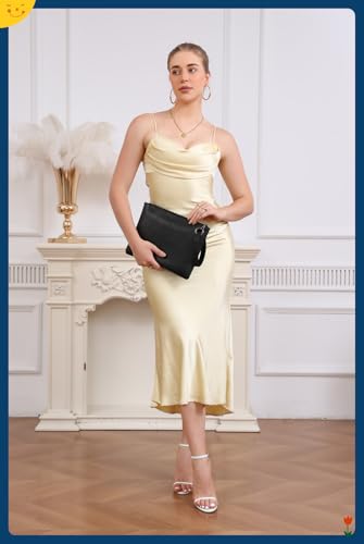 Image of DIHKLCIO Evening Bags Purse Envelop Clutch Chain Shoulder Womens Wristlet Handbag Foldover Pouch black