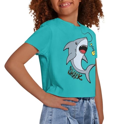 AmzPrint Girls Light Blue Short Sleeve Shirt Cute Cartoon Otters Print Graphic Tee T-Shirt Crewneck Tunic Crop Tops for Girls2