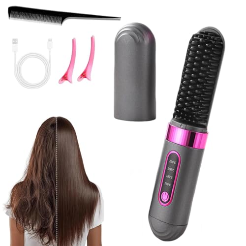 Cepillo Alisador De Pelo InaláMbrico, Calefacción CeráMica MCH Planchas De Pelo 4 Ajustes De Temperatura Con Cuidado Capilar Con Iones Negativos Velocidad De Alisado 2 Veces Más Rápida Cepillo Alisador De Pelo InaláMbrico, Calefacción CeráMica MCH Planchas De Pelo 4 Ajustes De Temperatura Con Cuidado Capilar Con Iones Negativos Velocidad De Alisado 2 Veces Más Rápida