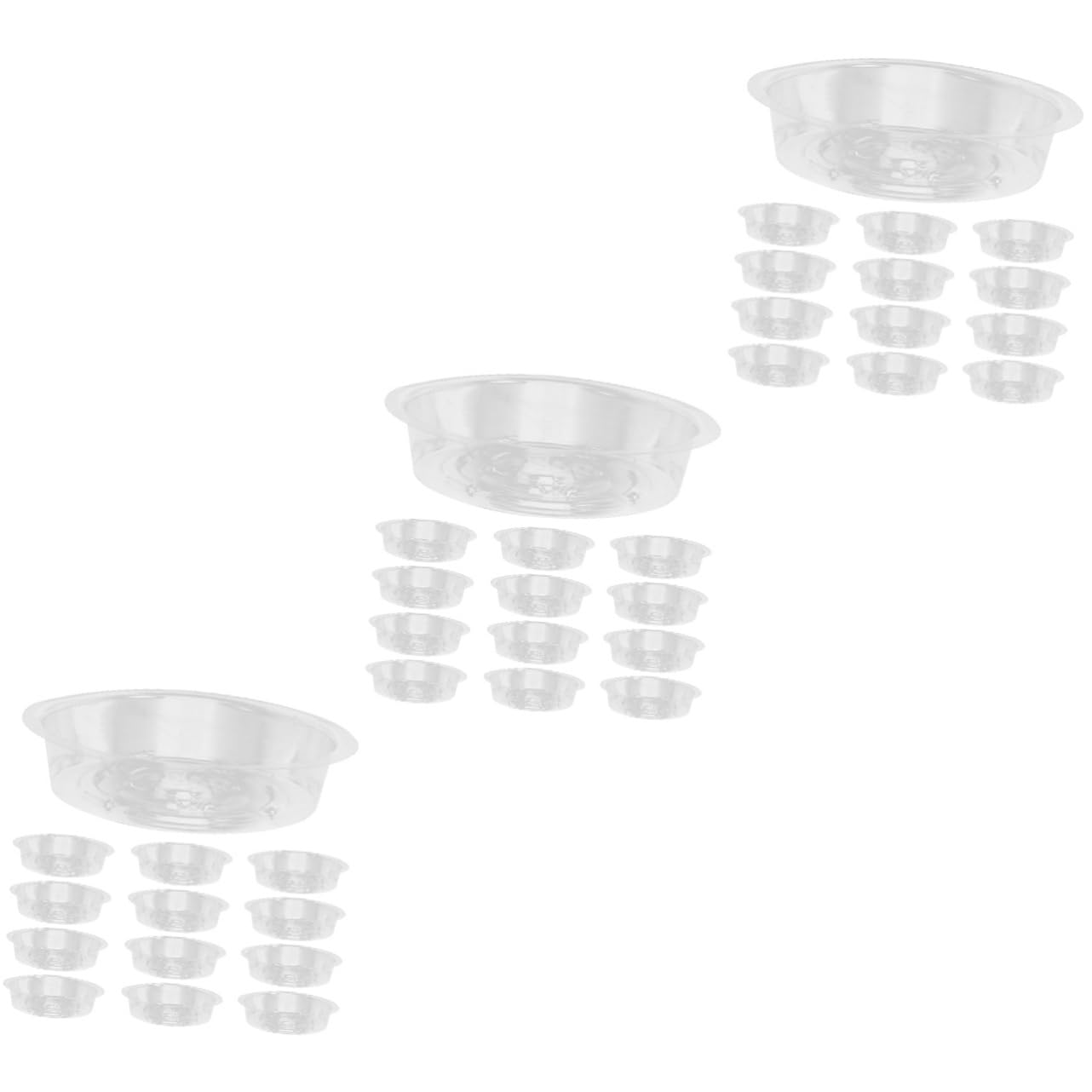 UPKOCH 3 Series Bandejas para Macetas De Plantas Platos Redondos Transparentes De Recogida De Agua Y Suelo para Jardín Y Interior 30 Piezas*3