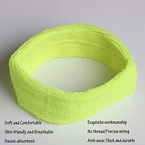 Image of Cotton Sweatband Headbands,Pack of 12,Elastic Stretchy Sport Terry Cloth Sweat Bands,Yoga Workout Fitness Exercise Basketball Headband