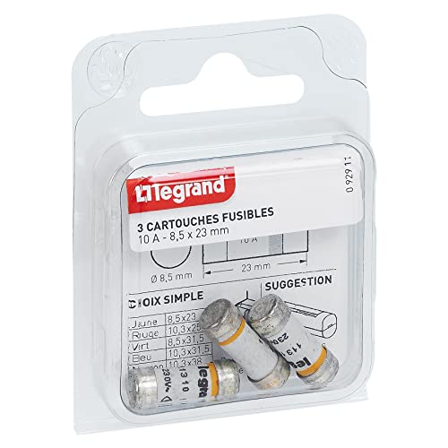 LEGRAND | Cartouches Fusibles Pour Porte-Fusibles, Sans Témoin De Fusion, Lot De 3 Cartouches 8,5x23mm, Protège Contre Courts-Circuits Et Surcharges