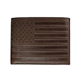 CTM Men's Leather American Flag Embossed Bifold Wallet, Brown