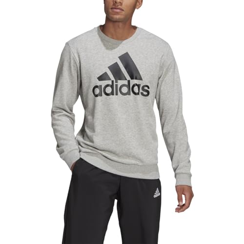 Image of adidas Men's Standard Essentials Big Logo Sweatshirt, Medium Grey Heather/Black