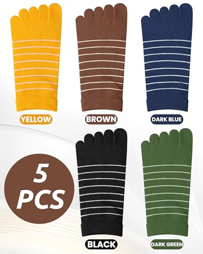 Image of Sintege 5 Pairs Stripe Toe Socks Women Colorful Finger Sock with Toes Separated Ankle Socks for Athletic Running Women Men