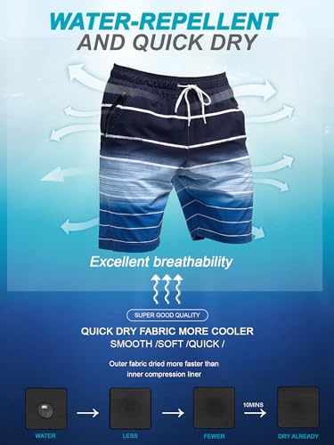 SILKWORLD Mens Swim Trunks Quick Dry Bathing Suit Board Swimming Shorts with Zipper Pockets and Compression Liner4
