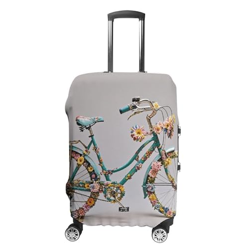 Flower Bicycle Suitcase Covers Luggage Protector - Travel Elastic Baggage Case Protective, Washable Anti-scratch Large Suit Case Cover for Suitcases Fits 19-32 Inch Luggages XL