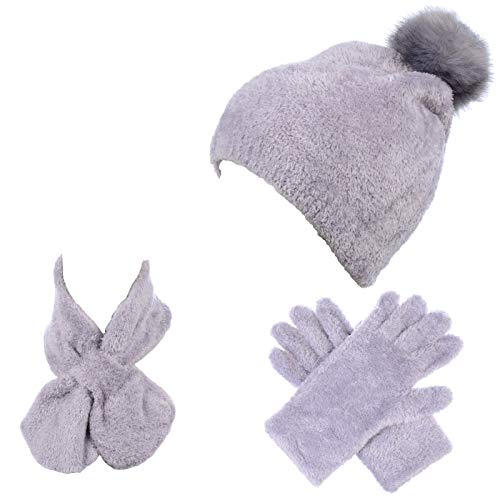 BYOS Women's Winter Cozy Accessories Gift Set, Knit Beanie Hat, Gloves & Scarf