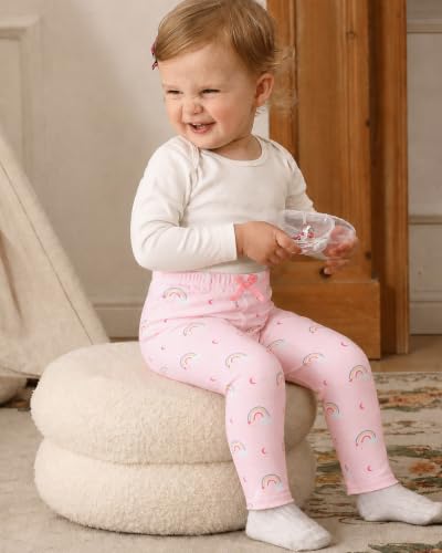 Image of Jecson Toddler Girl Leggings Baby Pants 3 Pack Stretchy Floral Clothes 1-4Y | Soft Stretchy Leggings For Toddler Girls In A 3-Pack Design, Baby Girl Pants Perfect For Playtime, Outings, And Daily Wear.
