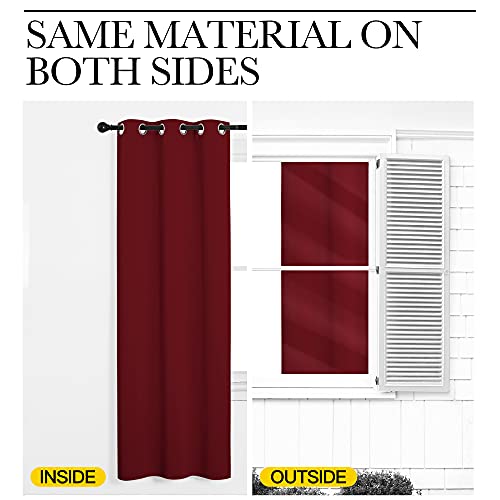 Image of NICETOWN Christmas Blackout Curtain Panel Grommet - Home Decorations Thermal Insulated Solid Grommet Top Blackout Living Room Panels /Drapes for Gift (Burgundy Red, 1 Pair, 55 x 78-Inch)