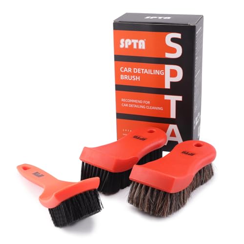 SPTA-3Pcs-Car-Detailing-Brush-Kit-Leather-Textile-Interior-Brush-Comfortable-Grip-and-Scratch-Free-Cleaning-for-Dashboard-Wheels-Seats-Foot-Mats-and-Small-Areas-Black SPTA 3Pcs Car Detailing Brush Kit, Leather & Textile Interior Brush, Comfortable Grip and Scratch-Free Cleaning for Dashboard, Wheels, Seats, Foot Mats and Small Areas, Black - Image 1
