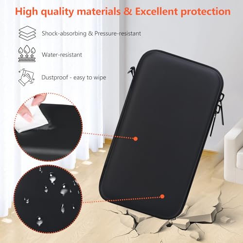 Supmay Hard Travel Case for My Arcade Atari Pocket Player Pro, Portable Video Game System Handheld Game Protection Case with Mesh Pocket for Batteries and USB-C Cable, Black+Orange