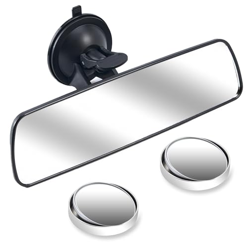 Rear View Mirror Adhesive Strong Grip Mirror for Car with Gel Suction Cup and Anti-Slip Screw Universal Espejo Retrovisor para Carro with Wide-Angle View and All-Around Visibility for Car SUV Trucks