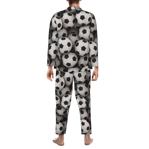 Football Mens Pajamas Set Button Down Sleepwear Set Long Sleeve Loungewear With Pockets2