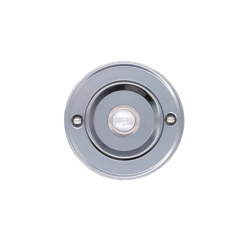 Doorbellworld Modern Living Wired Flush Fitting Doorbell Push Button, 76Mm (3") Diameter, In Nickel With Nickel Press