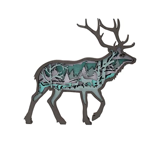 Image of Tivisiy 3D Wooden Animals Carving, Deer Cabin Decor Wooden Animal Statues Rustic Wall Decor Art for Home Bedroom Farmhouse Room Mountain Wall Decor for Birthday Gifts