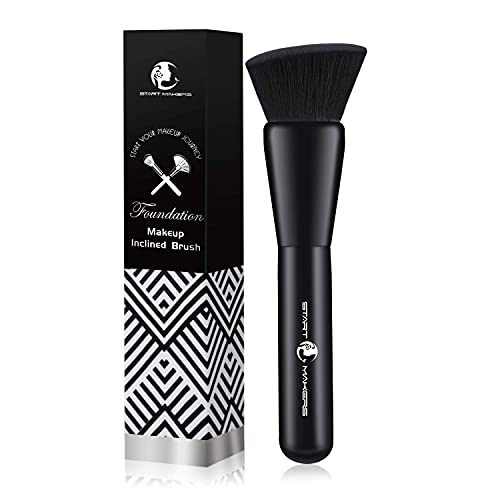 Kabuki Foundation Brush - Angled Foundation Brush for Cream Foundation, Liquid Foundation, Powder Makeup, Concealer, Blending Buffing Premium Foundation Makeup Brush (Single)