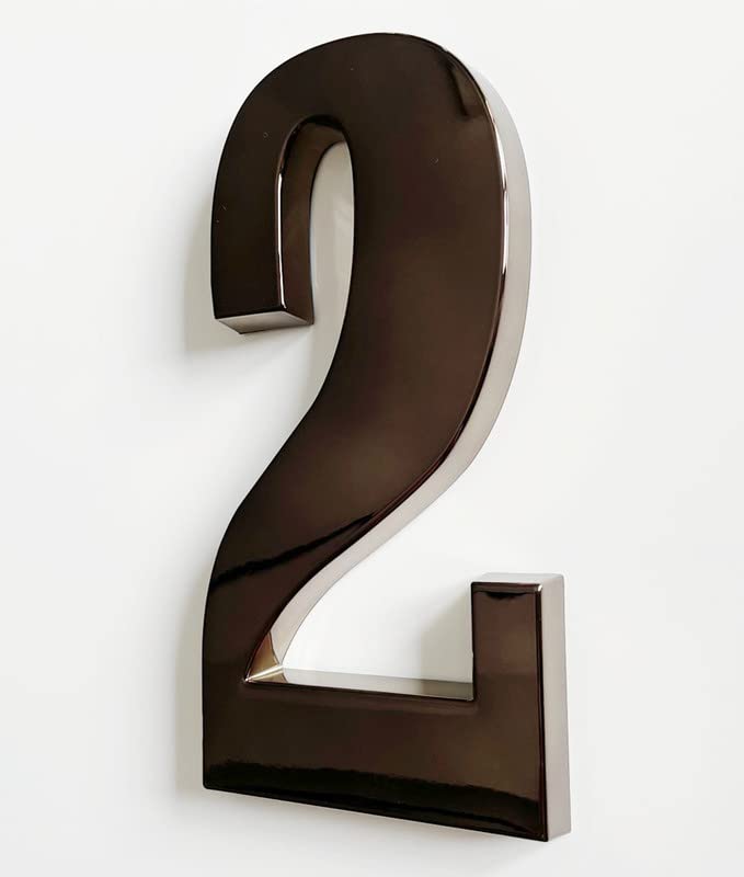 HopeWan8 Inch House Door Address Numbers 3D Self-Adhesive Number Stickers for Office Buliding Floor Gate Sign (2, Black)