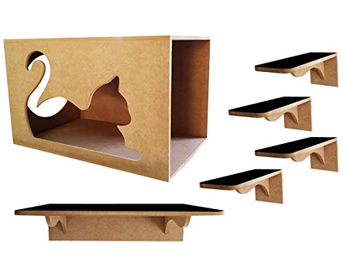 Playground de Gato MDF Crú Gigante 6 peças + Mimo