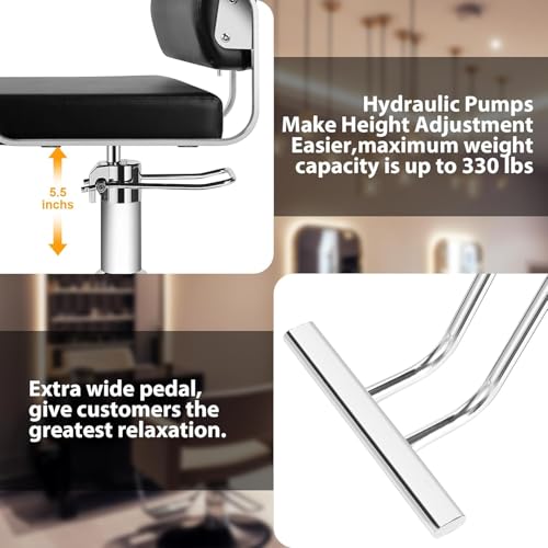 Professioneller hydraulischer Friseurstuhl – höhenverstellbarer Salonstuhl für bequemes Haarewaschen und Stylen in Friseursalons und Barbershops – ergonomisches Design und strapazierfähige P