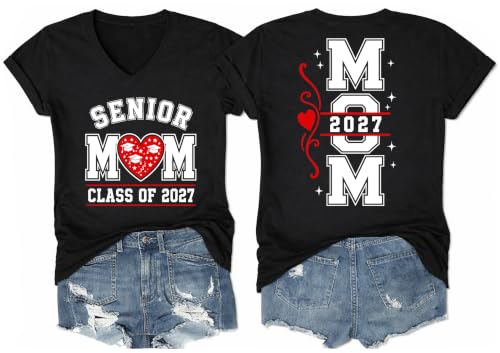 Senior 2027 Shirt Senior Mom Shirts Class of 2027 Graduate Funny Tshirts