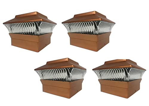 Starry Illuminate 4 Pcs 4x4 Solar Copper Color Square PVC Post Fence Cap Lights