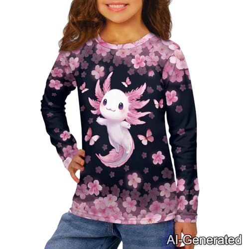Image of Renewold Boys Girls Tees Kids T-Shirt Long Sleeve Crewneck T Shirts Casual Athletic Tops Clothing for Home School Travel