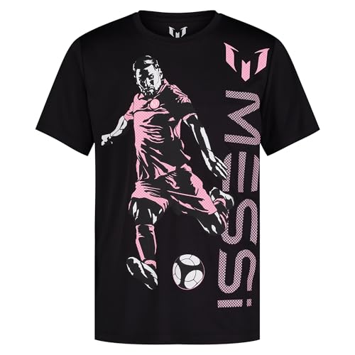 Image of Messi Boys' Lifestyle Short Sleeve Top, Loose-Fit Shirt with Logo, Comfortable, All-Day Wear