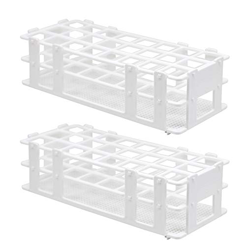 2pcs Supports De Tube à Essai En Plastique De 24 Trous, 25mm Supports Pour Tubes De Centrifugeuse Détachable, Support De Eprouvette Blanc Cover