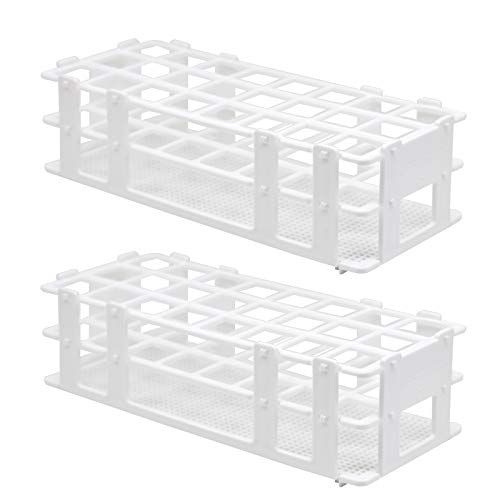 MUYIRTED 2pcs Plastic Test Tube Rack 25mm, Detachable Centrifuge Tube Rack 24 Hole White Test Tube Holder