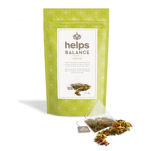 HELPS INFUSIONES - Infusión Detox De Albahaca y Jengibre. Infusión Ayurvédica Depurativa. Helps Detox. Bolsa de 15 Pirámides.