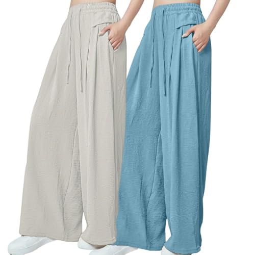 Image of GRECIILOOKS High Waist Polycotton Trousers for Women - Flared Parachute Pants with Side Pockets | Casual Travel Cargo Pants (Available in Plus Size and Value Pack)