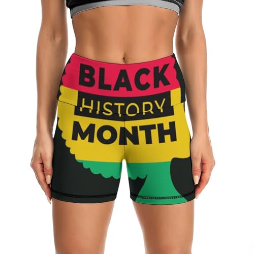 JYYAU Happy Black History Month 2022 High Waist Yoga Shorts for Women Athletic Shorts Leggings Running Pants