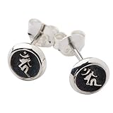 石輝 梵字 シルバー925 ピアス メンズ カーン 不動明王 酉生まれ [742_7sve]