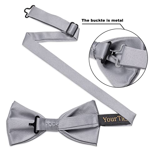 Image of YourTies Bow Ties for Men Pretied Bowties Solid Color Satin Bow Tie Formal Business Tuxedo Wedding Party Prom