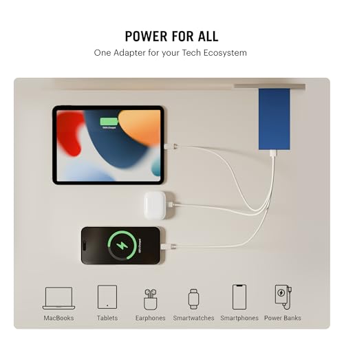 Image of DailyObjects POP 67W Triple Port GaN Charger Adapter with Foldable Pins|USB-C Dual Port & Type A Power Output|Fast Charging|Support iPhone 12 13 14 15 16 pro Max,ipad,Samsung,MacBook M1 M2-Blue
