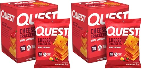 Image of Quest Nutrition Cheese Crackers,Spicy Cheddar,10g of Protein,Low Carb,Made with Real Cheese,Protein Snack,4 Count (Pack of 2)