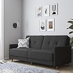 DHP Andora 76 Inch Futon Sofa Bed, Modern Upholstered Couch Sleeper with Button Tufted Back and Seat, Grey - Image 4