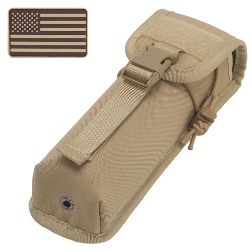 ZNBFC Bolsa supressora Molle, supressor armazenável/lanterna/bastão, contém emblema de bandeira, para colete/cinto/mochila/bolsa Molle/suporte de placa e outros equipamentos táticos (bronzeado)