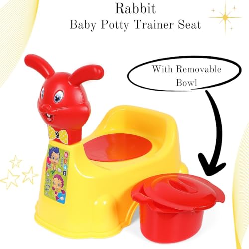Nabhya Rabbit Baby Potty Training Seat- Chair for Kids- Infant Potty Toilet Chair with Removable Tray & Closing Lid (Yellow)