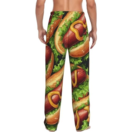 Hot Dog Food Print Pajama Pants For Men, Men'S Separate Bottoms, Lounge Pants3