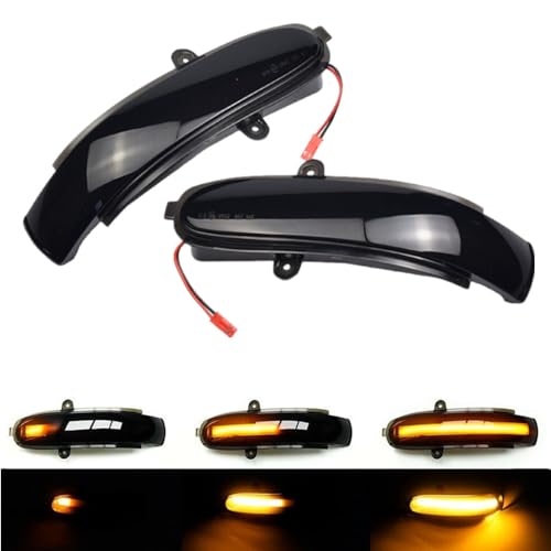Kakulkomen Led Flashing Water Dynamic Turn Signal Light Side Mirror Blinker Sequential Lamp For Mercedes-Ben-z C Class W203 S203 CL203 2001-2007 (Yellow)