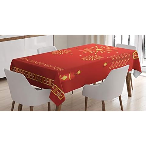 ABAKUHAUS Lunar Festival Tablecloth, Vermilion Cover