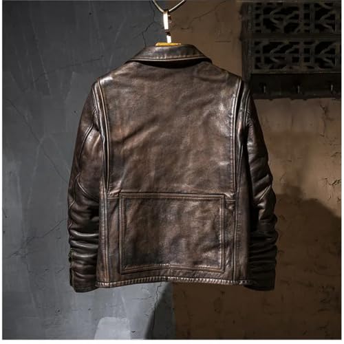 keusyoi Vintage Lambskin Leather Jacket Coat Luxury Men Genuine Leather Jacket Winter Leather Bomber Jacket Outwear steampunk buy now online