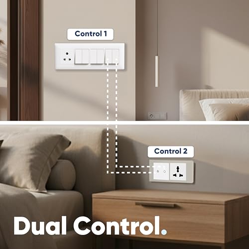 Image of AZIOT Smart Modular 2 Way Premium Touch Switch - 16 Amps each - Glass (Not Acrylic): Elevate Your Home with Effortless Control (Fits in Anchor Roma Classic and similar plates)