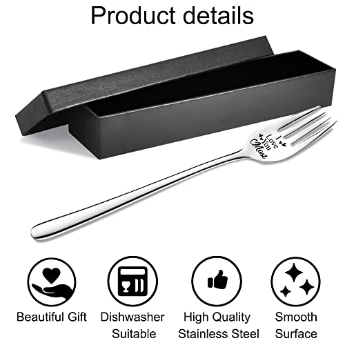 Zbbfscsb I Love You Most Funny Engraved Forks With Gift Box, Wedding Dessert Forks Anniversary Family Party Birthday Christmas Gifts, Anniversary Wedding Gift For Wife Husband, Gift For His Her #TOP1