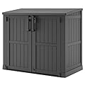 LHBGO Outdoor Resin Storage Shed 36 Cu. Ft. Garden Horizontal Storage Large Capacity Weather Resistant Storage Box, Lockable Resin Waterproof Shed for Garbage Cans, Garden Tools
