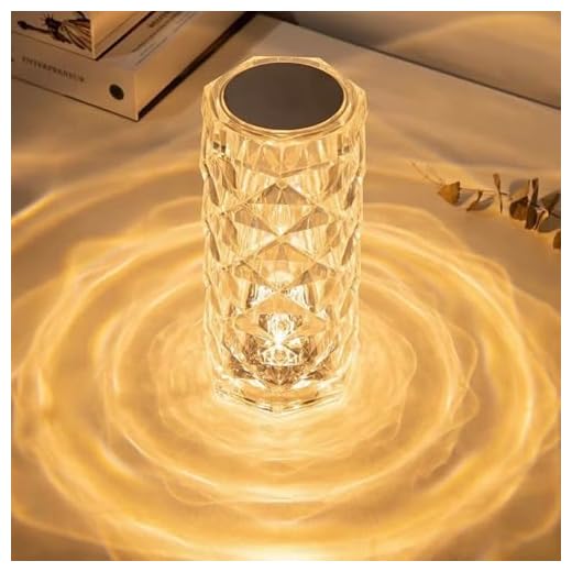 Crystal Table Lamp, Night Light for Bedroom, Dimmable Lamp, Home Decoration, Table Lighting with 3 Colors Changable, Acrylic Light, Small Size