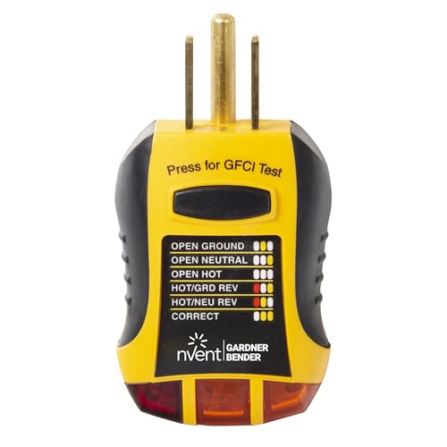 Sperry Instruments GFI6302 GFCI Outlet / Receptacle Tester, Standard 120V AC Outlets, 7 Visual Indication / Wiring Legend, Home & Professional Use, Yellow & Black